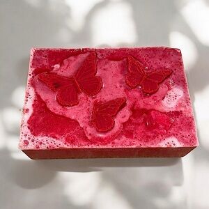 Cherry blossom SOAP Handmade 3x2in 6oz 3D butterfly’s shea butter & SHIMMER